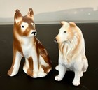 Vintage German Shepard And Collie  Dog Figurines 3 3 4   Japan Brown White  Dogs