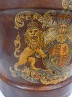 Antique Vintage English Printed Leather Cordite Bucket With Coat Of Arms Fire 