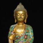Old China Dynasty Cloisonne Enamel Bronze Shakyamuni Amitabha Buddha Statue
