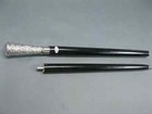 Solid Silver Pillar Head Handle Vintage Antique Wooden Walking Stick Cane Gift