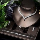 Rhinestone Bridal Necklace Earrings Wedding Jewelry Set 4 Pc 