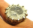 Sterling Silver  Retro Qe11 1960 Sixpence Silver Coin Ring Ornate Mount Size N