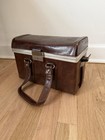 Vintage 60s 70s Brown Hard Camera Case Red Interior Metal Trim   Strap