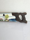 Vintage Hand Painted Wood Saw Magnet Lighthouse Scene 12    Beach House Decor