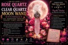 Rose Quartz   Clear Quartz Crystal Wand With Pentacle Moon Charged Wicca Altar
