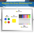 Dry Erase White Board  16inx12in Large Magnetic Desktop Whiteboard With Stand