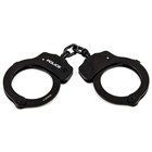 Police Handcuffs Heavy Duty Security Black Steel Double Lock W  Keys   Holster
