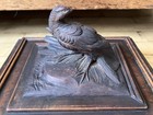 Old Antique Black Forest Carved Wooden Ornate Trinket Dresser Box With Bird