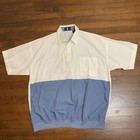 Vintage Oak Creek Pullover Shirt Mens Xl Banded Short Sleeve Pocket Blue white