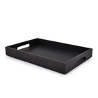 Edhas Acacia Wood Rectangle Black Serving Tray For 15  X 10  X 1 6   