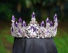 Purple Crystal Tiara Bridal Spike Crown Birthday Wedding Gift Diadem Amethyst