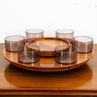 Mid Century Danish Modern Teak Lazy Susan Tray With Cups Luthje Wood Denmark