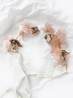 Romanic Handmade Pink Floral Rose   Butterfly Bridal Headpiece     Gold Toned