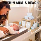 Diaper Caddy Organizer Changing Table Wooden For Nursery Baby Storage