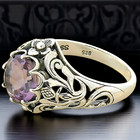 Art Nouveau Style Genuine Amethyst Scottish Thistle 925 Sterling Silver Ring 567
