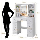 Makeup Vanity Set  Desk With Mirror And Led Light  With 7 Drawers   Usb Ports