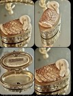 Vintage Estee Lauder Solid Perfume Compact Swan Duck Geese Case Trinket Collect