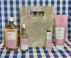 Bath body Works Rose vanilla Essential Oil Mist Gold Glitter Disco Tote Gift Set