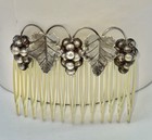 Vintage 40 s-50 s Hecho En Mexico Sterling Silver Leaf Grape Hair Comb