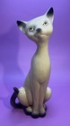 Vtg  Mcm  Long Neck Siamese Cat Tall 8    Ceramic Open Eyes Eyelashes Made Japan