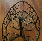 Antique Ornate Victorian Iron Metal 3 Tiered Step Twisted Plant Stand Shabby