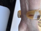 Vintage Bakelite Chunky Cuff Bangle Bracelet Marbled Amber Olive Root Beer