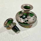 Antique Alvin Art Nouveau 999 Fine Silver Green Glass Perfume Bottle Stopper