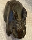 Antique Bronze Rabbit Sculpture Hare Signed Bunny Detailed Statue