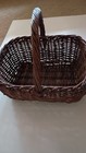 Vintage Large Natural Woven Wicker Basket With Twisted Handle  17 l X14 w X7 d