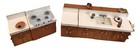 Vintage Set Of 4 Wooden Dolls House Kitchen Counter Tops Sink   Stove Handmade