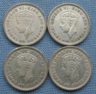1943 British Guiana Four Pence 4-coin Lot George Vi Better Grade   925 Silver 