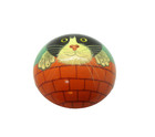 Tuxedo Cat Face Painted  3  Round Turned Wood Trinket Box