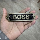 Set Of 2 Antique Brass Sign Boss Plaque Nautical Ship Boat Beach Door Wall Decor