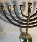 Vtg Israel Jerusalem Brass Chanukah Hanukkah Menorah Judaica 10 Inch