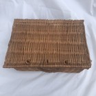 Vintage Woven Basket Picnic Handmade    primitive 18    X 12    X 8   