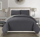 Embossed Reversible Bedspread quilt Set Queen Charcoal