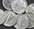 Mercury Dime 90  Silver Coin   -  10 Coin Lot 