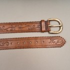 Express Brown Leather Belt Women s L 2 Ins Wide Tooled Silver Buckle