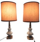 Pair Vintage Porcelain Brass Stiffel Mid Century Mcm Style Table Lamp 38 