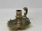 Vintage Ornate Brass Chamber Stick Candle Holder Victorian Candlestick Brutalist
