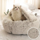 Winter Long Plush Cat Bed Round Pet House Cushion Cat House Warm Kitty Basket Do