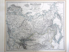 1875 Stieler Perthes Map Russian Empire Siberia Central Asia Antique Map