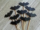 Black Bat Cupcake Toppers - Party Picks - Food Picks  set Of 24  