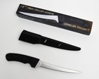 Angler 12  Black Fillet Knife With Hard Belt Sheath Fishing Knife Nib