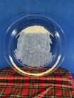 Vintage Clear Glass Santa Christmas Etched Pattern Round Plate 13 5    Diameter