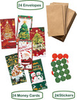 Christmas Money Cards With Kraft Envelopes - 24 Money Holder Christmas Cards Wit