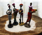 African Women Figurines Set Of 4     Handmade Tribal Art Home Decor