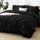 7 Piece Queen Size Black Pintuck Comforter Set Bed In A Bag Premium