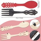 Jetec 2 Pieces Large Fork And Spoon 13 8 X 3 Inches  Red  Heather Gray