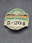 Vintage Cincinnati Street Railway Transit Hat Badge Emblem  5-204 Trolley Rare